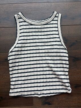 gaze Striped Ribbed Tank Top - Black & White